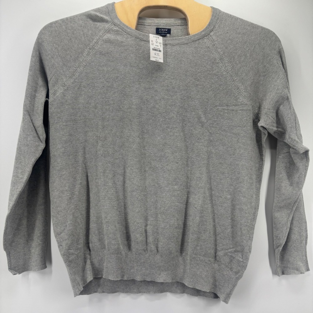 J.Crew Textured Cotton Sweater Mens XL Grey Raglan Crewneck CD617 NWT Pullover